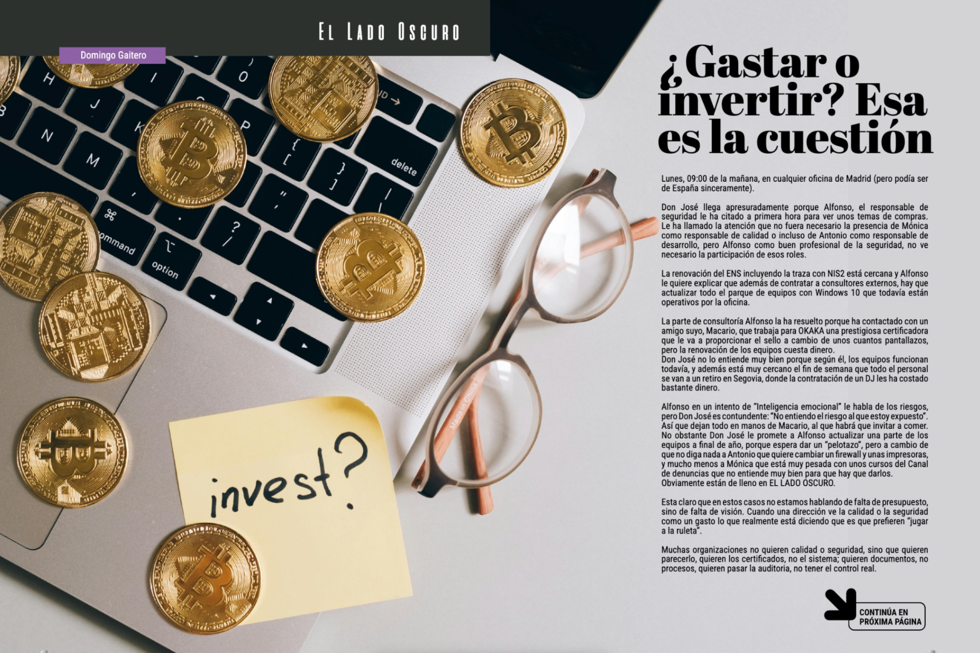 Artículo El lado oscuro de Domingo Gaitero en Tecnología y Sentido Común